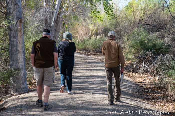 Cibola National Wildlife Refuge Harry Vicki Jim walking the Nature Trail